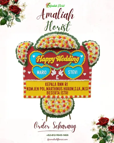 Karangan Papan Bunga Pernikahan di Wek Ii
